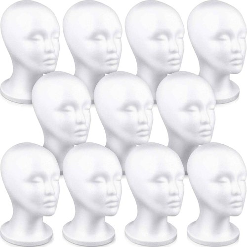 Thyle 10 Pcs Foam Wig Head Bulk Wig Display Mannequin Head Stand Model Foam for Style, Masks, Hats, Wigs, Salon and Travel, Halloween Decoration (Female)