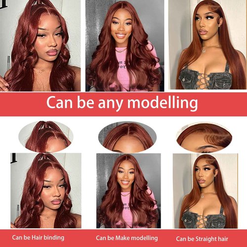 Loose Deep Wave Bundles with Closure Human Hair 12a Reddish Brown 3 Bundles Human Hair with Lace Closure Color 33Copper Reddish Brown Bundles with Closure (Loose Deep Wave 12 14 16 +12free)