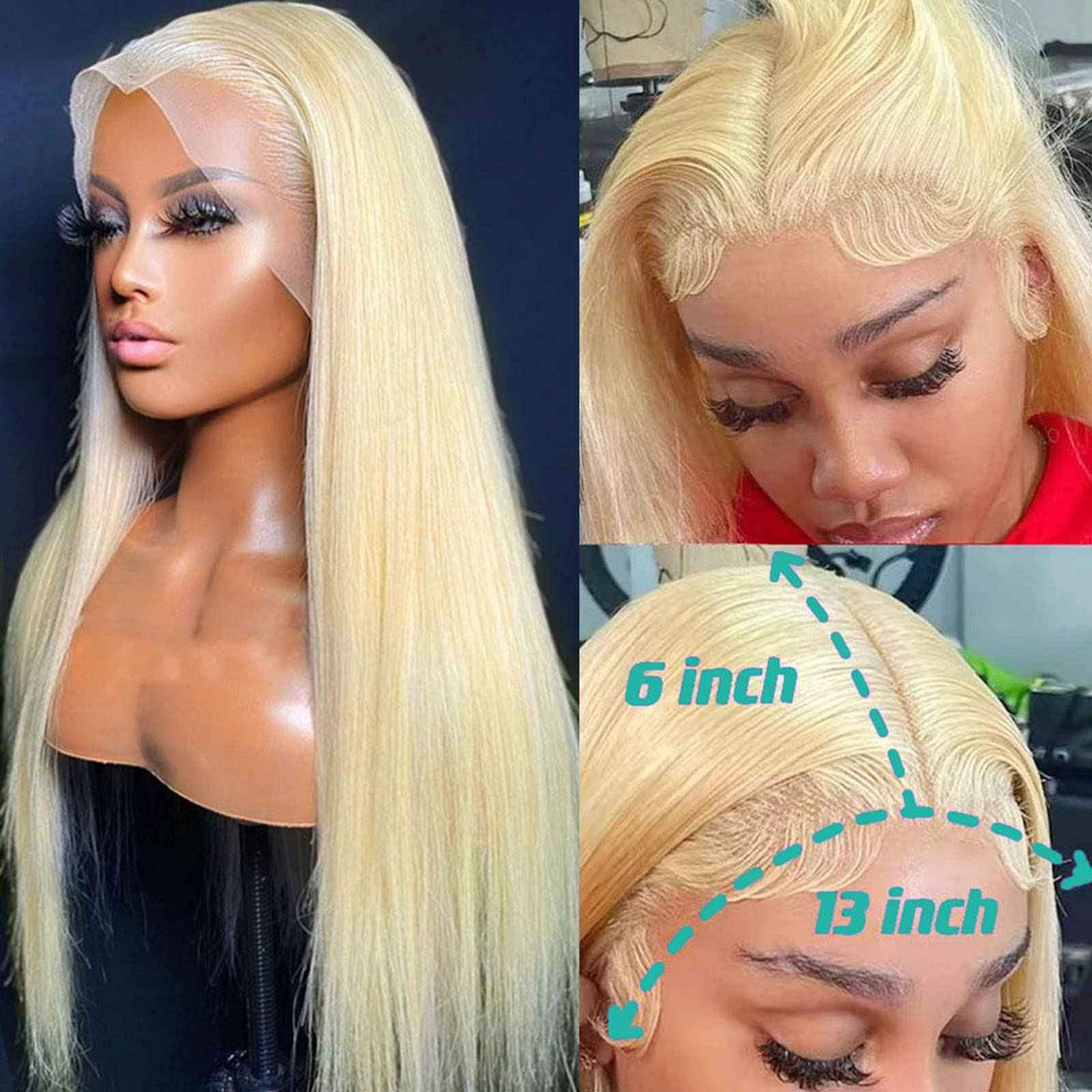 HOTLOVE 30inch 613 Lace Front Wig Human Hair Blonde HD Transparent 13x6 Straight Lace Front Wig For Women 200% 613 Lace Frontal Wigs Pre Plucked With Baby Hair