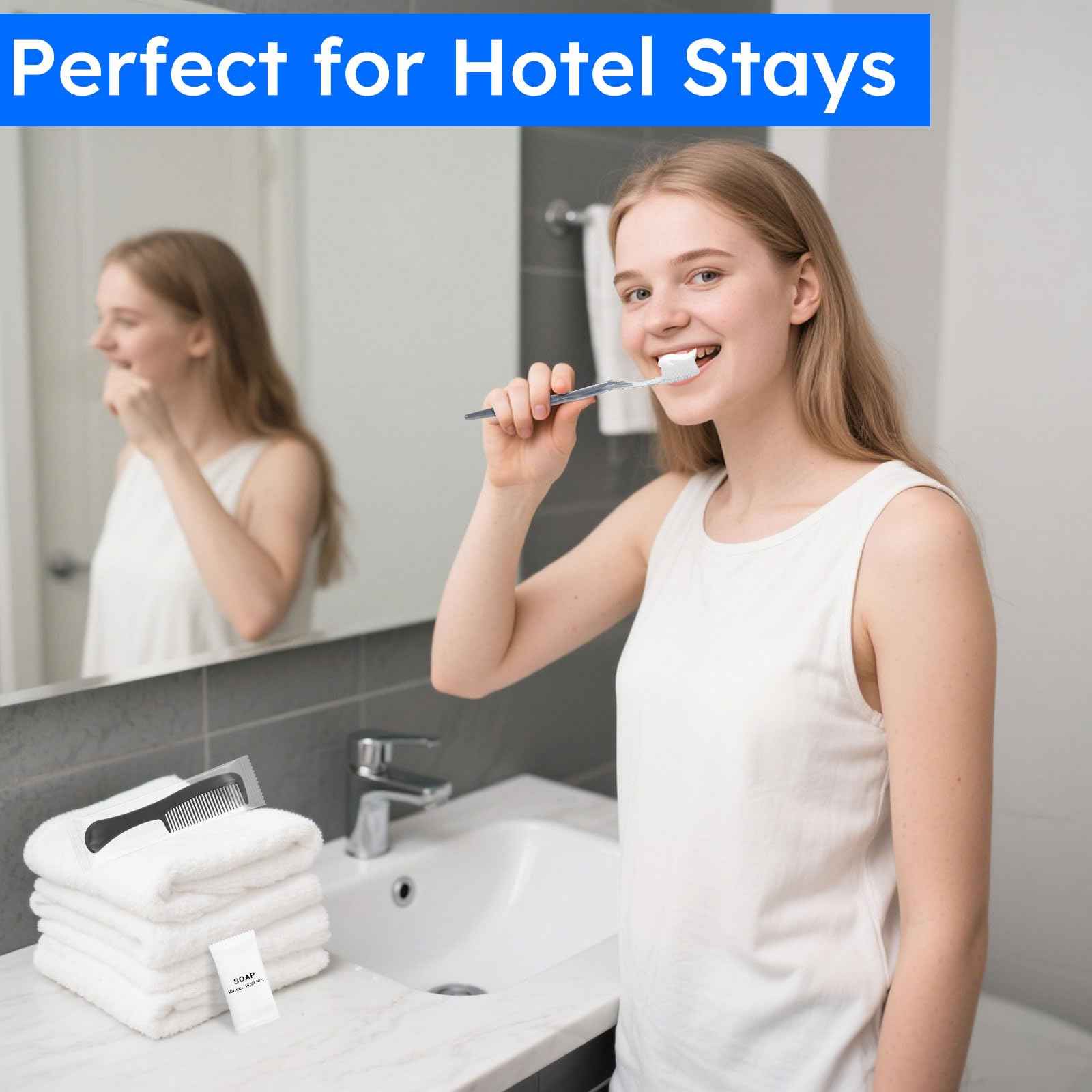 LLHQAMT Travel Toothbrush Kit, Hygiene Kit Comes in A Double Sealed Individual Package, Personal Hygiene Kit for Hotel, Camping, Home and Travel (50 Set)