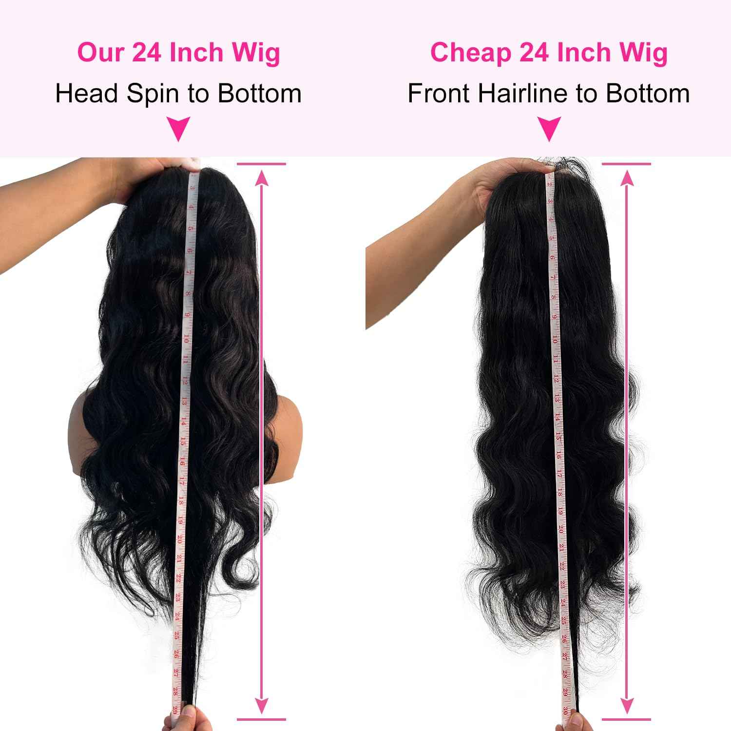 210% Density 6x4 Wear and Go Wig, 100% Human Hair, [2-year life], Body Wave Glueless Closure Wigs Human Hair Pre Plucked Pre Cut Middle Part, 24 Inch