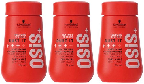 OSiS+ Dust It, 0.35 oz (3 Pack) – Mattifying and Texturizing Volume Powder – Long-Lasting Hold, Strong Control and Separation for Different Hair Styles