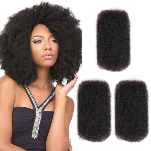 Style Icon 3 Bundles Afro Kinkys Bulk Human Hair (14"/14"/14", Natural Black) - Twist Braids - Curly Hair Extensions - Dreadlocks - Loc Braiding Hair