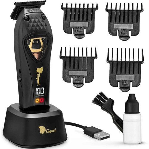 Fagaci Professional Zero Gapped Trimmer for Men, High Torque Vector Motor Cordless Beard Trimmer for Men, T Liners Professional Trimmers for Barbers with DLC Blades, Zero Gap Trimmers Barber T Blade