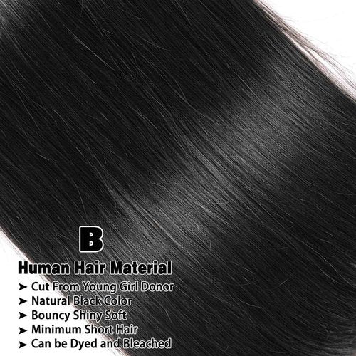 12A Straight Bundles Human Hair 18 20 22 Inch 3 Bundles Double Weft Brazilian Hair Extensions Straight Human Hair Bundles 100% Unprocessed Virgin for Women Natural Color
