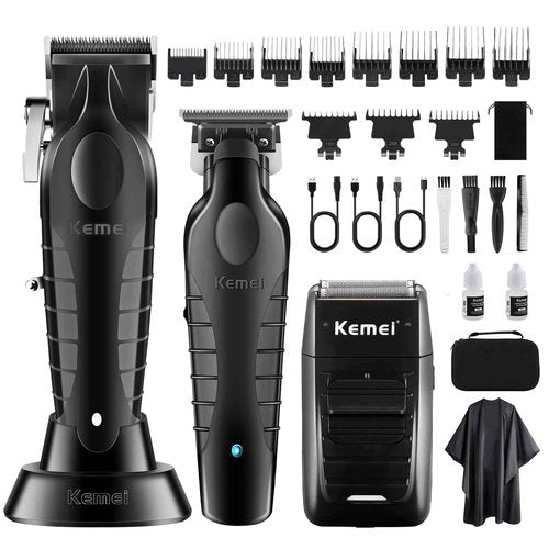 KEMEI Professional Hair Clipper, Hair Trimmer, Beard Shaver Set for Men, Electric Cordless Barber Clipper Beard Trimmer, Rechargeable Fade Clipper Haircutting Kit, KM-2299, KM-2296, KM-1102