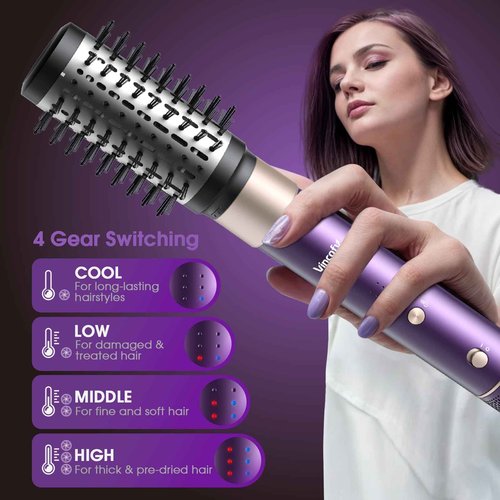 Vincofy 7 in 1 Blow Dryer Brush and Hair Dryer, Hot Hair Styler with Negative Ion 110,000 RPM Hair Straightener Brush for Fast Drying Straightening Curling Voluming, Suitable for All Types,Purple