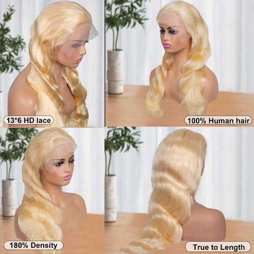 Xsilu 613 13x6 Lace Front Wig Human Hair Body Wave Blonde Wig Human Hair 613 HD Lace Frontal Wig Blonde Lace Front Wigs Human Hair 200% Density 26inch