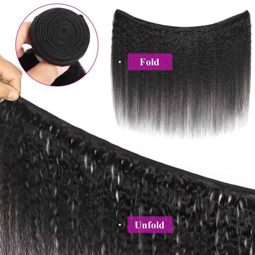 Kinky Straight Bundles Human Hair 18 20 22 Inch Yaki Straight 3 Bundles Human Hair Sew in Kinkystraight Remy Hairs Extension 12A 100% Unprocessed Brazilian Virgin Hair Weave Natural Color