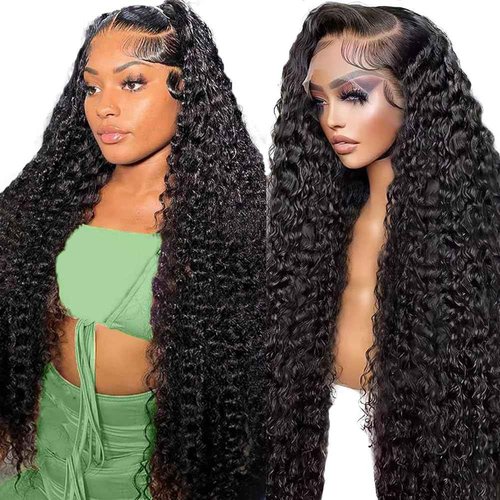 Leximi 18 Inch Deep Wave Lace Front Wigs Human Hair 13x6 HD Lace Frontal Wigs Human Hair Pre Plucked Deep Curly Lace Front Wigs For Women