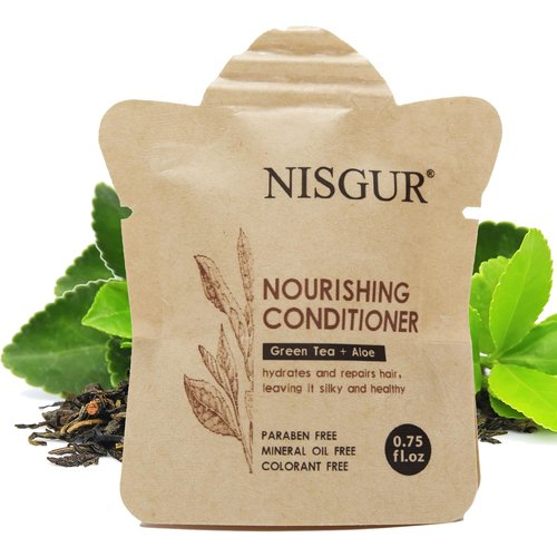 NISGUR Conditioner Bulk 0.75 oz 200 Pack No PlasticHotel Conditioner Paper Pouch Travel Size Aloe and Green Tea Extract Infused