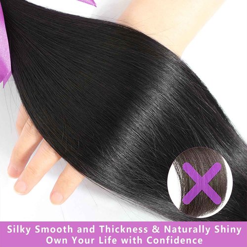 12A Human Hair Bundles 18 20 22 Inch Straight Bundles Human Hair 100% Unprocessed Brazilian Virgin Weave 3 Bundles Deals Thick & Tangle Free…