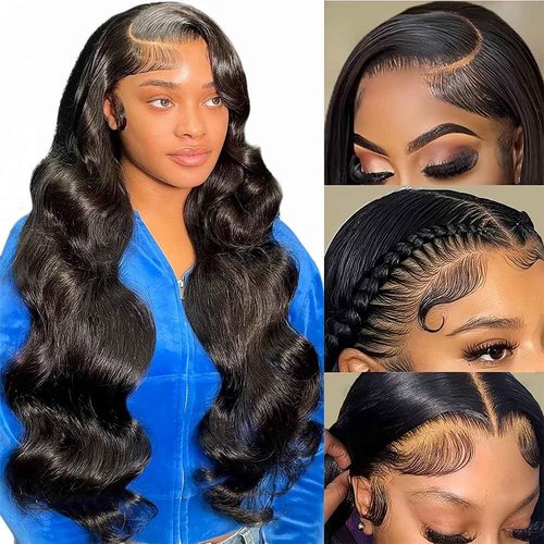 Smilulu 26 Inch 13x4 Lace Front Wigs Human Hair Body Wave Lace Front Wigs Human Hair Pre Plucked 13x4 Hd Lace Frontal Wigs Human Hd Lace Front Wigs for Black Women 180% Density