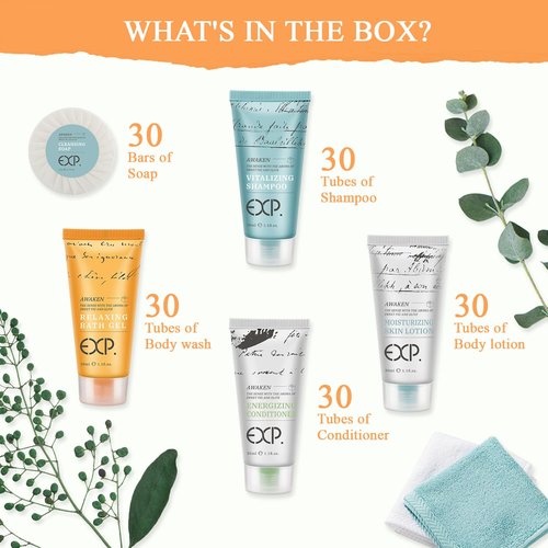 OPPEAL EXP Series| 150 PK 1 oz Hotel Size Amenities Bulk | 30 Sets Each Contains Shampoo, Conditioner, Body Wash, Lotion and Soap Bar | Ideal for AirBnB/VRBO/Vacation Rental