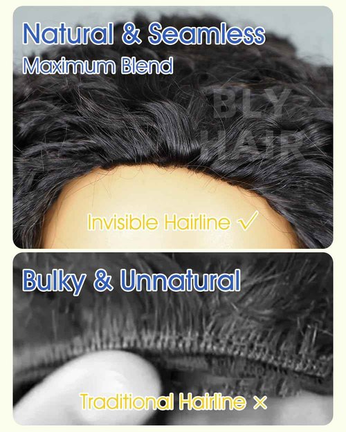 BLY Highlight Water Wave Half Wig Human Hair 3 in 1 Glueless Drawstring Flip Over Wear Go Wig for Women 1B 30 Color 180 Density Short Bob Wigs 12 Inch