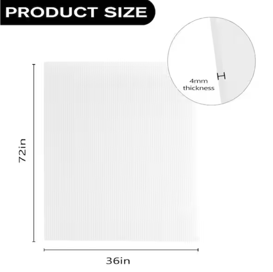 Corrugated Plastic Sheets - 36x72in, 0.157in Thickness, White