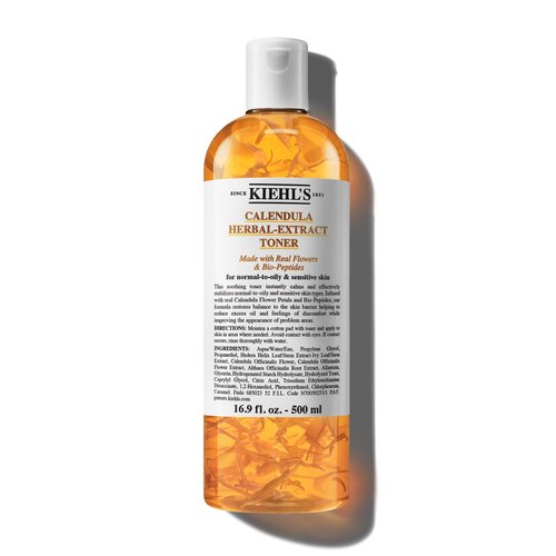 Kiehl's Calendula Herbal Extract Alcohol-free Toner, Soothing Facial Toner for Normal to Oily Skin, Visibly Reduces Redness & Oil, Improves Skin Texture, Paraben-free, Fragrance-free - 16.9 fl oz