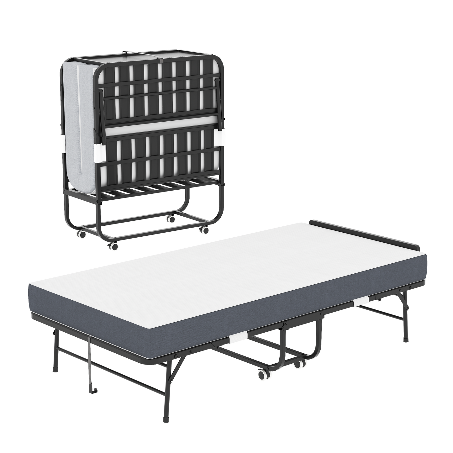 75 X 38 Folding Bed With Adjustable Headboard, 5 Memory Foam Rollaway