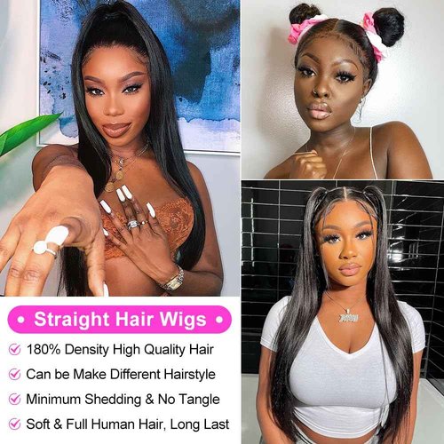 SOPSFR 4x4 Straight Lace Front Wigs Human Hair for Women HD Transparent Closure Wigs Human Hair 180% Density glueless wigs human hair pre plucked 20inch