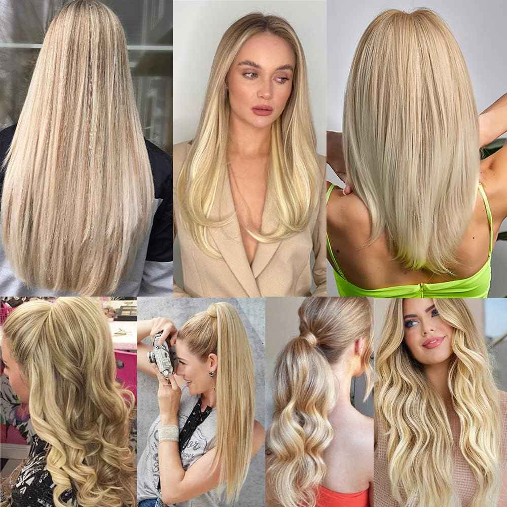 Giginger Bundles Human Hair P27/613 Blonde Straight Human Hair Bundles 26 28 30 Inch Highlight Honey Blonde Unprocessed Quick Weave Soft Sewn In Hair Extensions for Black Women