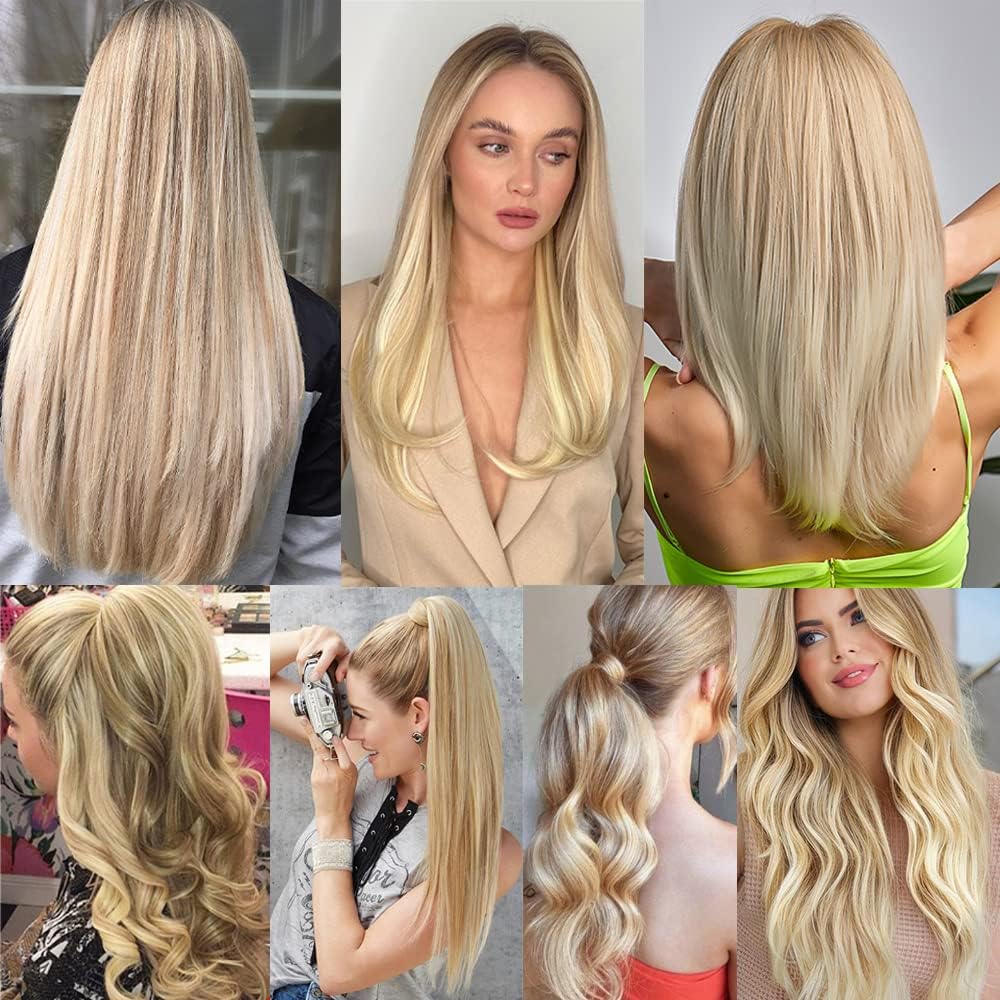 Giginger Bundles Human Hair P27/613 Blonde Straight Human Hair Bundles 16 18 20 Inch Highlight Honey Blonde Unprocessed Quick Weave Soft Sewn In Hair Extensions for Black Women