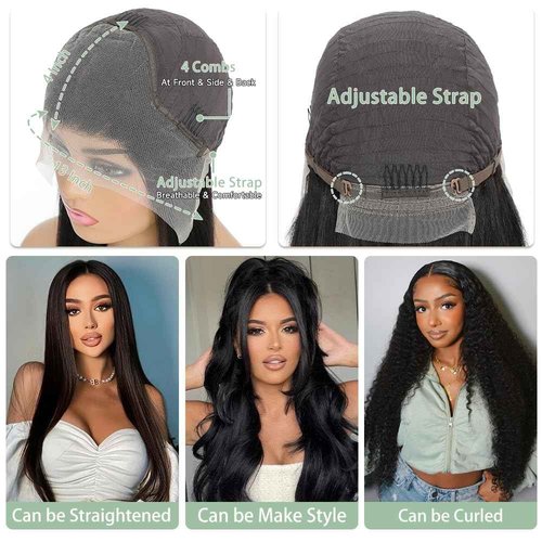 VKVL 32 Inch Body Wave Lace Front Wigs Human Hair Pre Plucked 13x4 HD Lace Frontal Wigs Human Hair 200 Density Glueless Wigs Human Hair with Baby Hair Natural Black