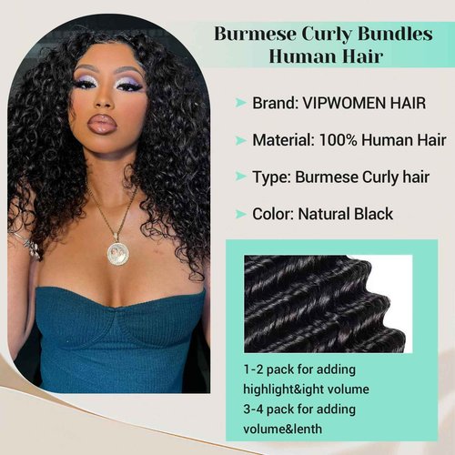 Burmese Curly Bundles Human Hair 14 16 18 Inches 100% Unprocessed Virgin Hair Quick Weave 3C4A Water Wave with Spiral Curly End Real Human Hair Weft Extensions For Black Women Natural Black