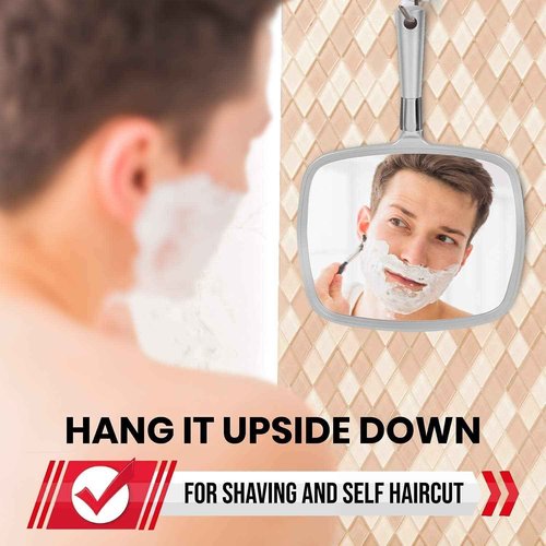 MIRRORVANA Large & Comfy Hand Held Mirror with Handle - Silver Salon Model (5-Pack)