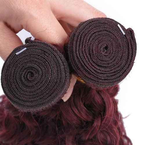 Fabimiya Bundles Human Hair Jerry Curly Burgundy 99J Human Hair Bundles Unprocessed Brazilian Virgin Hair Bundles Burgundy 99J Human Hair Bundles Quick Weave Hair Extension