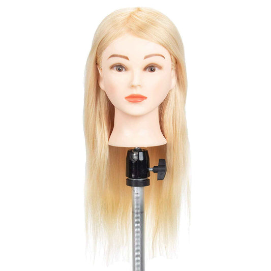 GEX 100% Human Hair Mannequin Head Blonde Training Practice Head for Styling Dying Cutting 613#Blonde (18”)