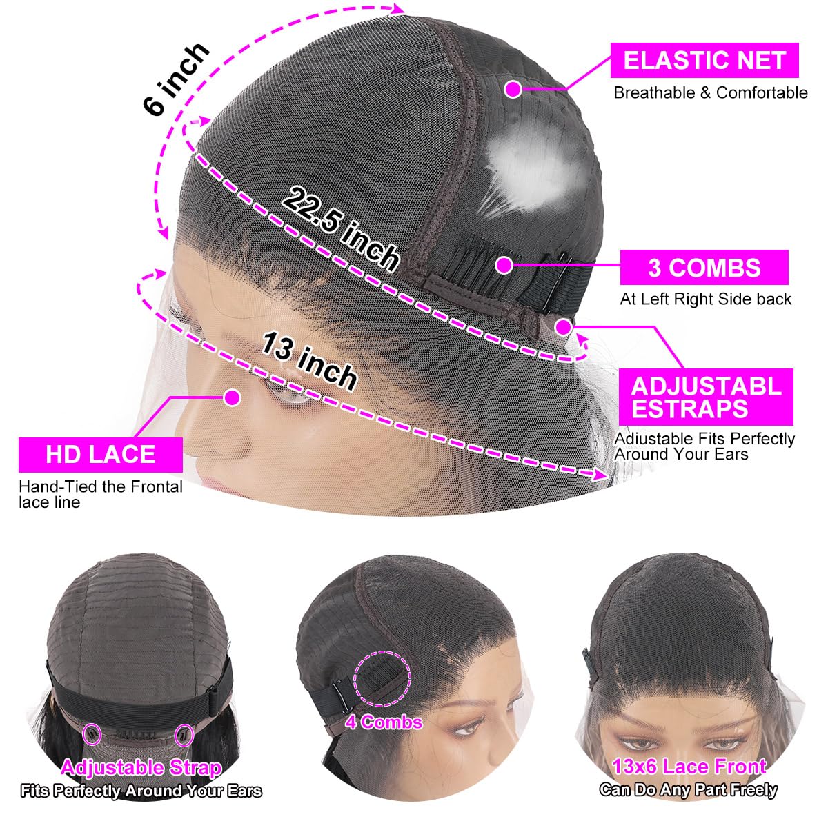 Profairsor 30 Inch Straight HD Lace Front Wigs Human Hair 180% Density Straight Wigs for Black Women Glueless Wigs 13x6 Straight Lace Front Wigs Pre Plucked HD Lace Frontal Wig