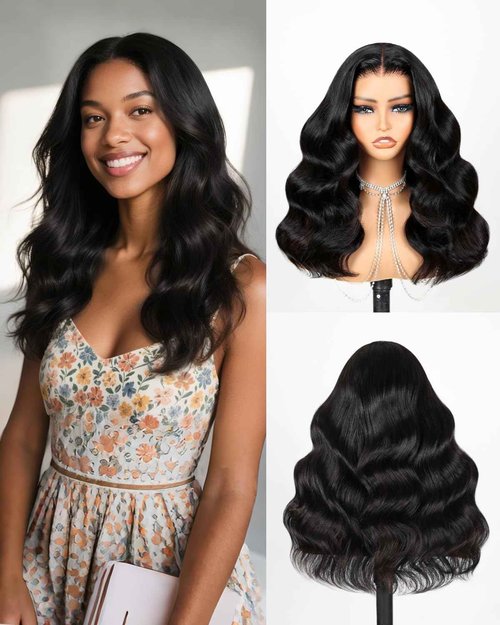 Megalook hair Wear and Go Glueless Wigs Human Hair Pre Plucked Pre Cut 6x6 HD Lace Closure Wigs Human Hair Body Wave Lace Front Wig Pre Bleached Knots Glueless Wig 20 Inch