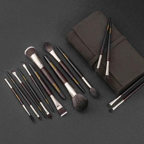 JYSJGCZA Professional makeup brush set with makeup bag. Includes Brushes for Contouring, Highlighting, Eyeshadow, Foundation & More. 15 Pcs Wool makeup brush