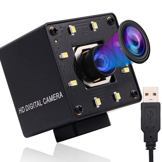 4K USB Camera Autofocus with Microphone Day Night Vision Wide Angle 4K Video Audio Webcam for Computer USB2.0 PC Camera with White LEDs Mini UVC USB with Camera for Raspberry Pi Android Mac Laptop