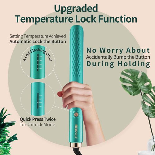 IBROO Infrared Flat Iron Hair Straightener, Ceramic Tourmaline Ionic 1 inch Keratin Coated Irons, 220 Volt Straight Iron for Women, Dual Voltage, Professional Curling Straightening Irons Comb, Green