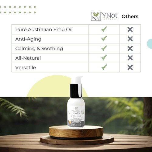 Y Not Natural Emu Oil Pure Skin Moisturizer - Nail, Body, Face, Scalp & Hair Moisturizer with Omega 3, 6, 9, Vitamins, & Minerals - Australian Emu Oil for Skincare 200mL, Blue Gum Eucalyptus