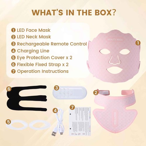 Red Light Therapy for Face and Neck, Led Face Mask Light Therapy, 7 Colors Light Therapy for Face & Neck, Red Light Therapy Mask for Skin Improve, Firm and Sooth, Professional Skin Care at Home