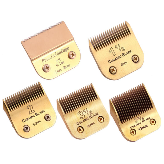 Professional Detachable Replacement Blades Set,Cut Length,Compatible with Andis AGC,BDC,BGC,MBG Series/Oster Classic 76/Star-Teq/Power-Teq/A5 Clipper (0.1mm-13mm 5 PACK) GOLDEN