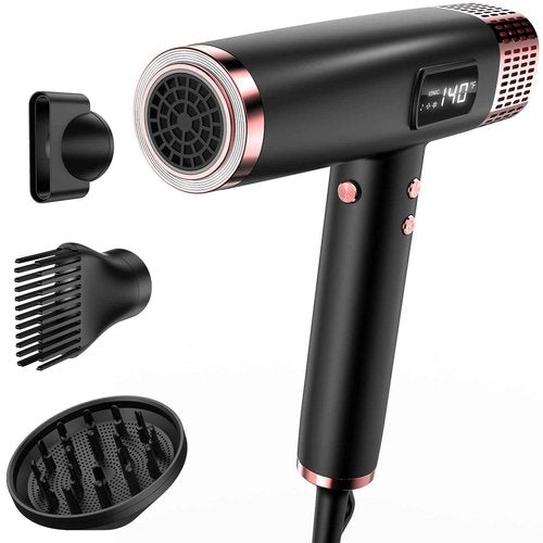 MESCOMB Dual Voltage Ionic Hair Dryer with Diffuser - 1875W High-Speed Blow Dryer for Women, Fast Drying, No Heat Damage, Low Noise, Lightweight, European Travel 110V-120V/220V-240V, Gifts for Women
