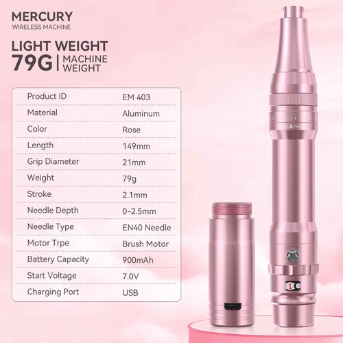 Charme Princesse Wireless Permanent Makeup Machine Kit Rotary Eyebrow Pen Machine With 15pcs 1R/1P Needles Supply for Eyebrow Lip Eyeliner EK403-4-US-FBA24