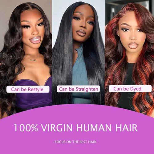 HEREAL 2x6 HD Lace Closure with Bundles 20 22 24 +18 Inch Body Wave 3 Bundles with Closure Human Hair Unprocessed Brazilian Virgin Human Hair Natural Color