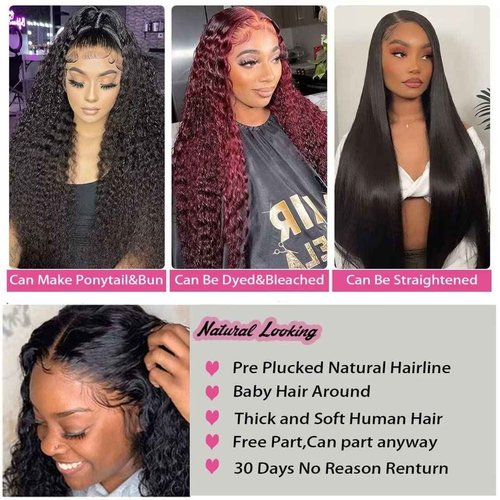 Daules 5x5 Deep Wave HD Lace Closure Wigs Human Hair 5x5 Curly Closure Wig for Women 180% Density Pre Plucked with Baby Hair Glueless Deep Wave Wig Super Soft 20 inch