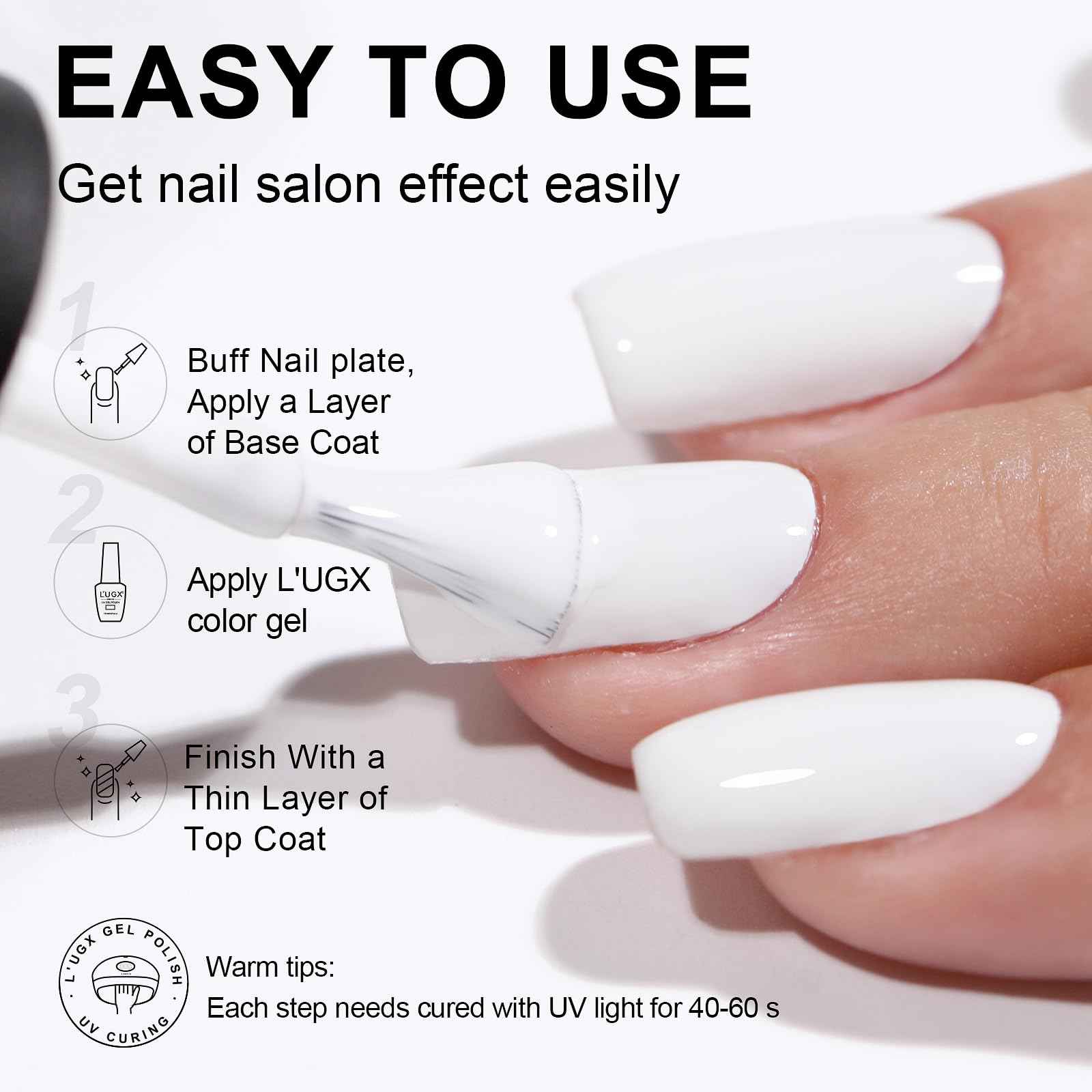 L'UGX Professional Nail Dust Collector with White Gel Nail Polish 15ml