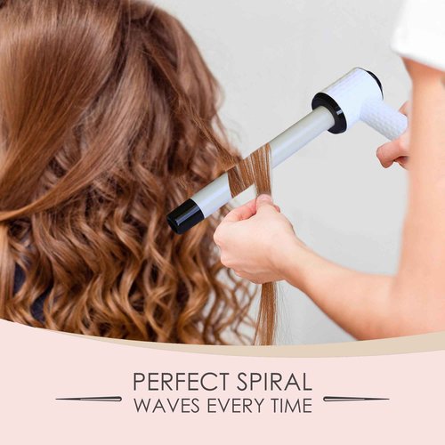 Mr Big Extra Long L-Shaped Curling Wand - First Angled Wand with an Extended 8” Barrel - Best XL Wand for Curling Long Hair and Extensions Quicker - Ceramic, Auto Off, Dual Voltage - 1” Diameter