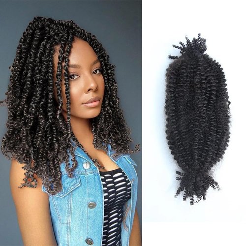 ARUKIHAIR Human Hair Springy Twist Hair Extensions 100% Human Hair Springy Afro Twist Hair Extensions Natural Color 20 Inch 100g