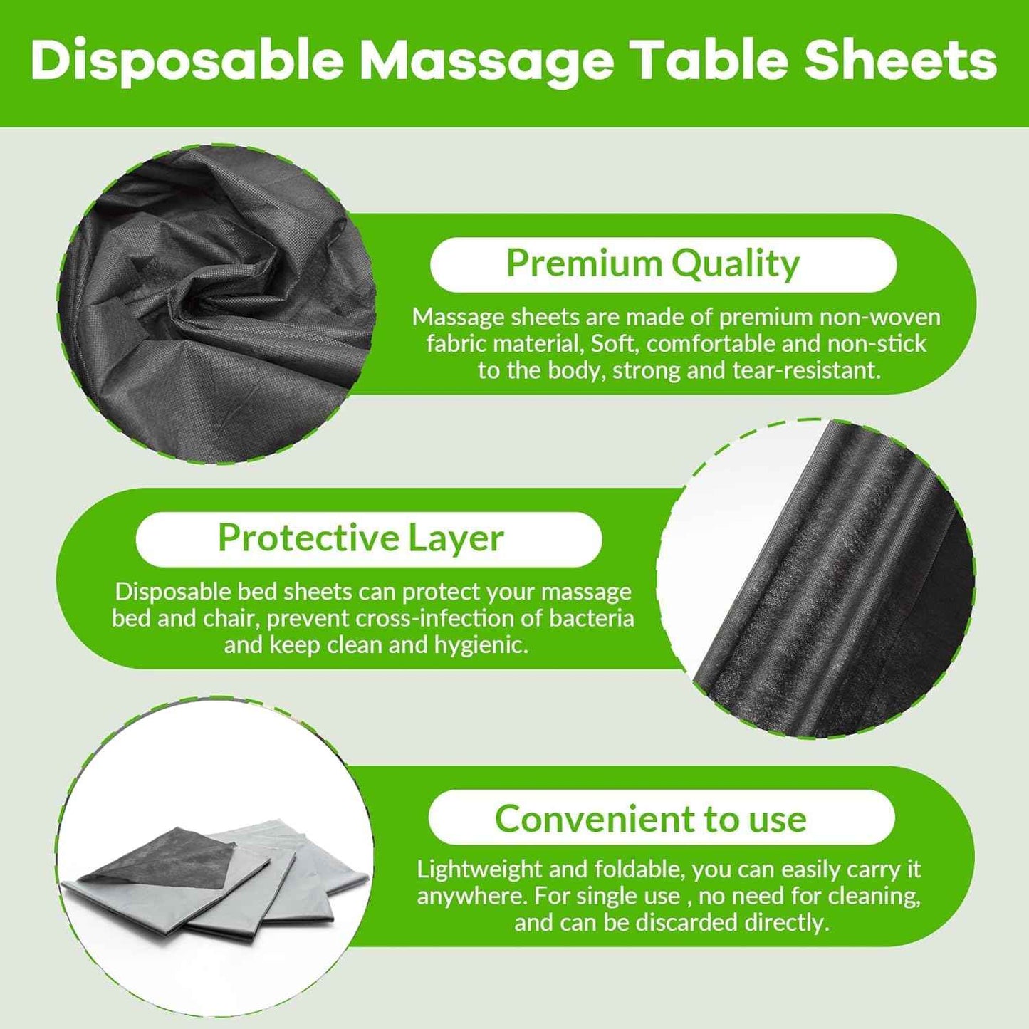 20 Pieces Tattoo Bed Covers Disposable Drape Sheets Black 40 x 90 inches Thick Massage Table Cover Waterproof for Tattoo Chair Cleaning Supplies, Medical, Soft Non Woven Fabric and Ink-proof Poly