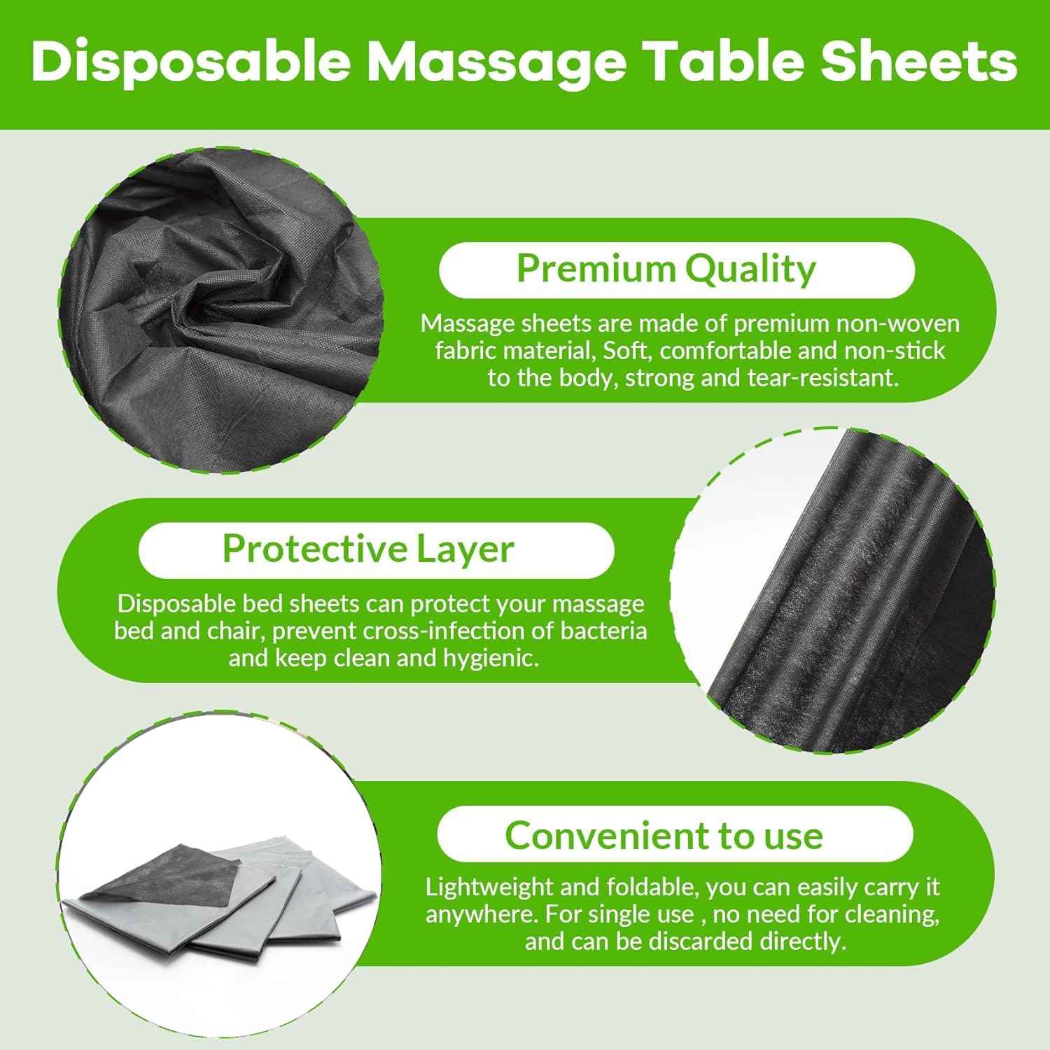20 Pieces Tattoo Bed Covers Disposable Drape Sheets Black 40 x 90 inches Thick Massage Table Cover Waterproof for Tattoo Chair Cleaning Supplies, Medical, Soft Non Woven Fabric and Ink-proof Poly
