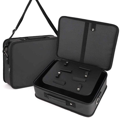Barber Tool Bag, Segbeauty 10.8 x 14.6in PU Leather Travel Makeup Toiletry Carrying Case, Hair Styling Cutting Kit Storage Organizer for Dryer Clipper Shears Combs Cosmetics Salon Beauty Supplies