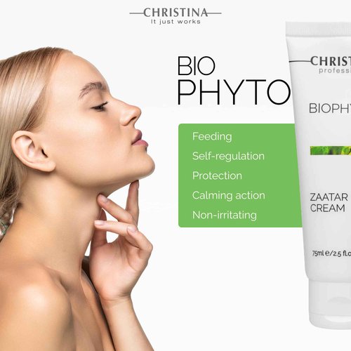 -CHRISTINA- Biophyto Zaatar Cream - 75ml - Vitamin E and Retinol Cream with Thyme & Marjoram Oil for Skin Repair - Balancing Cream for Combination, Dry, Normal, Oily and Sensitive Skin