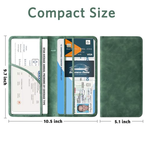 CoBak Car Registration and Insurance Holder - Vehicle Glove Box Car Organizer,Auto Truck Comparment Accessories Case with Magnetic Closure for Essential Document,Driver License,Cards